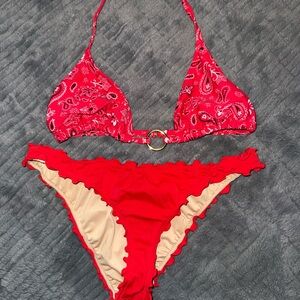 Shade & Shore Red Paisley Bikini